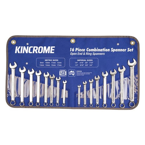 Kincrome- Spanner Set Comb Af/M 16Pc