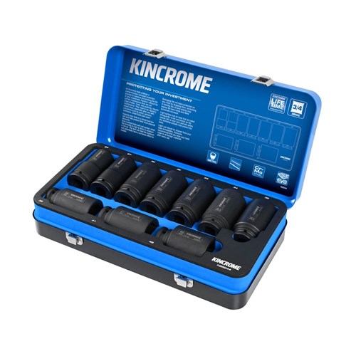 Kincrome-10 Pce 3/4 Drive Impact Deep Socket Set Metric (K28244)