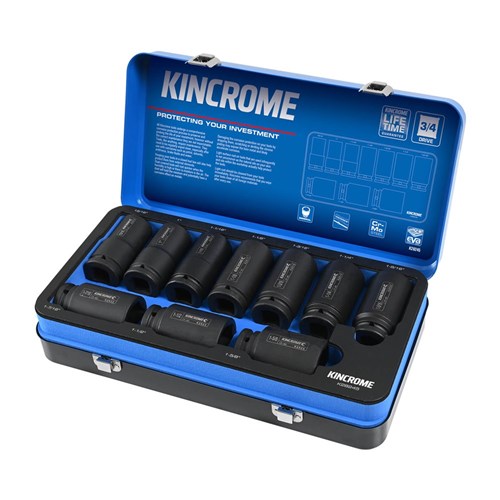 Kincrome-10 Pce 3/4 Drive Impact Deep Socket Set (K28245)