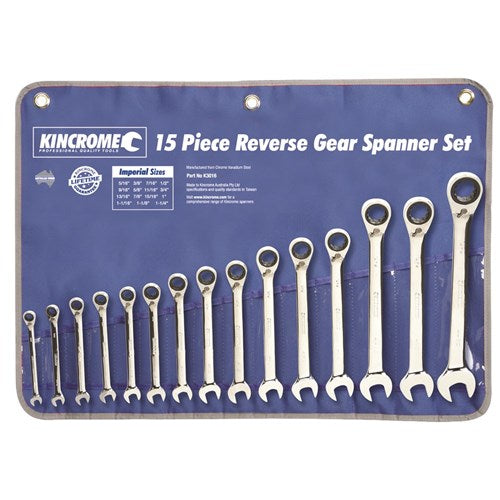 Kincrome- 15Pce Reverse Gear Spanner Imperial (K3016)